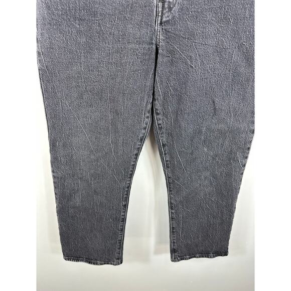 Levi's Premium Ribcage Straight Ankle Jeans Black Size 31 Button Fly - Picture 12 of 15